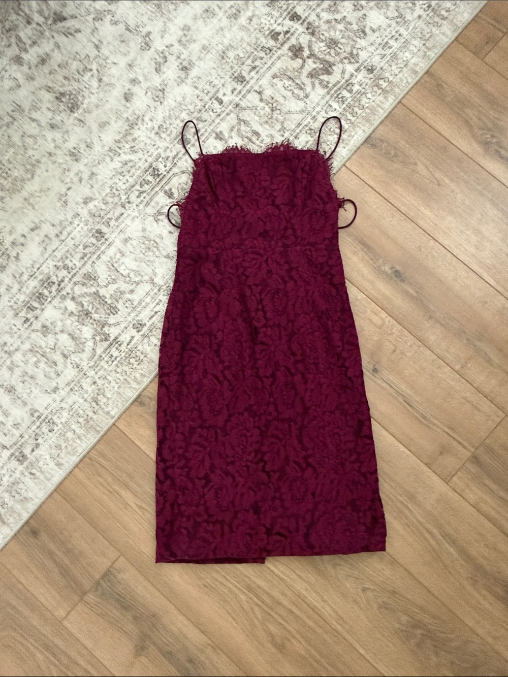 Fame and Partners - Lace Midi Slip Dress in Burgundy Anthropologie